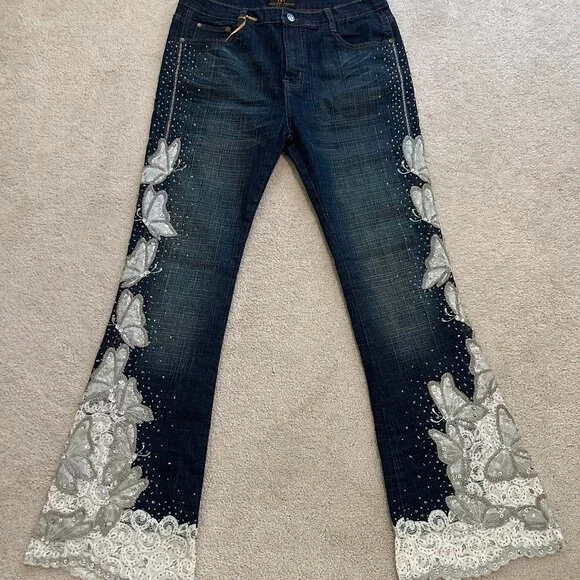 Amanda Adams Couture Jeans Amanda Adams Couture White Lace And